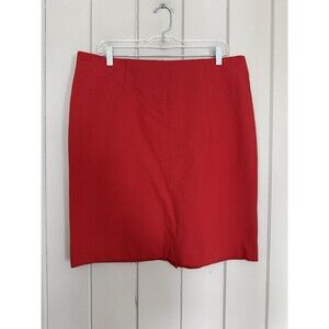 J. Jill Ponte Knit Pencil Skirt L Large Cherry Red Stretch Pull-On